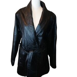 Vintage'80s Patchwork leather parka style coat. Size s in mint condition.